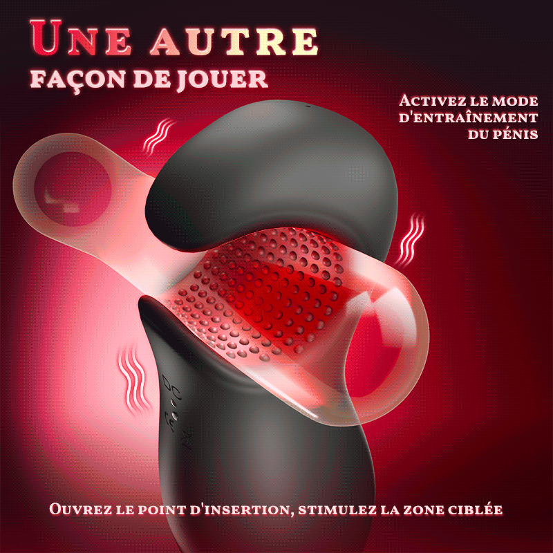 Enchantment - 9 Vibrations 4 Aspirations Suction par Clampsement Simulateur Oral pour Hommes
