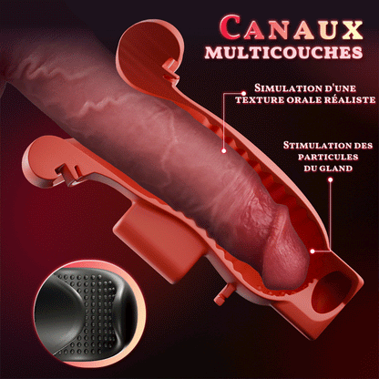 Enchantment - 9 Vibrations 4 Aspirations Suction par Clampsement Simulateur Oral pour Hommes
