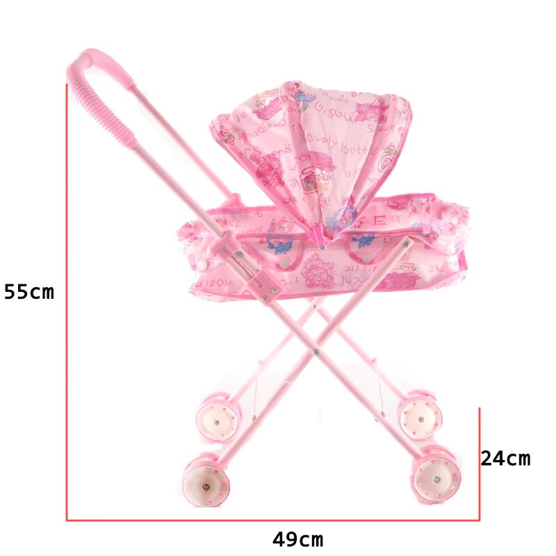 Poussette pour Bébé Reborn Rose imprimés