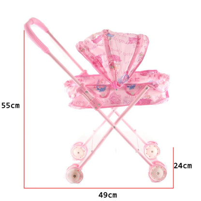 Poussette pour Bébé Reborn Rose imprimés